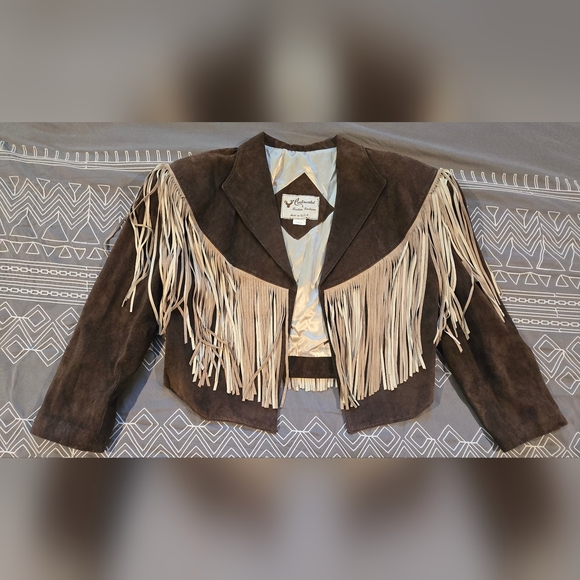 continental leather fashions Jackets & Blazers - Vintage Continental Leather Fashions 70s/80s Brown Fringe Jacket Size Large